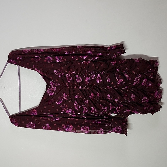 ASTR The Label Rosalee Floral Ruched Burnout Dress Wedding Guest Cocktail Dress - Picture 11 of 12